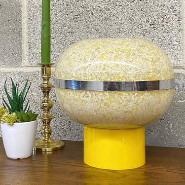 Vintage Table Lamp Retro 1960s Mid Century Modern + Plastic + Yellow and Silver + Orb Shape + MOD + Lighting and Home Decor + MCM Light 