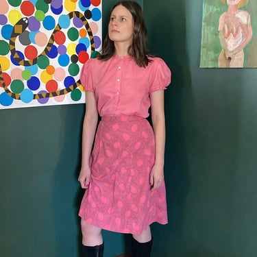 1940s Bright Pink Cotton Skirt 