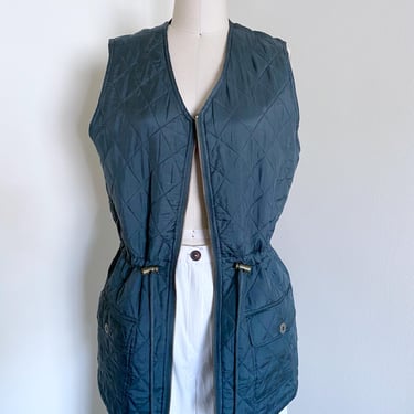 90's Green Quilted Silk Vest 