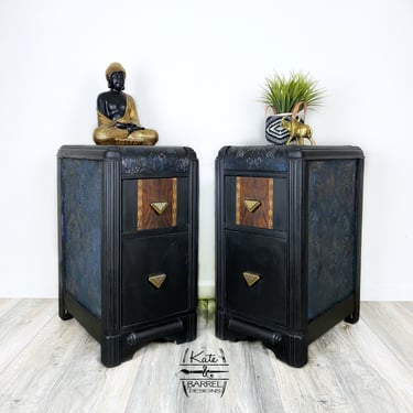 Vintage Waterfall Night Stands, Side Tables 