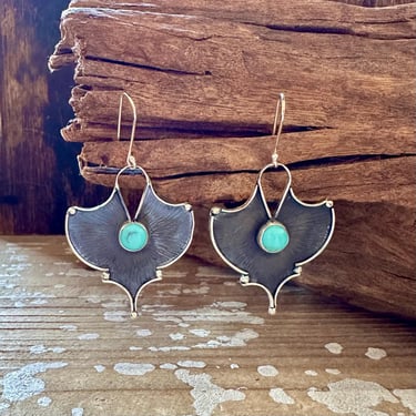 MANTA RAY TURQUOISE & Sterling Silver Earrings | Frida Kahlo Era Style | Dangle Earrings | Southwestern Jewelry 