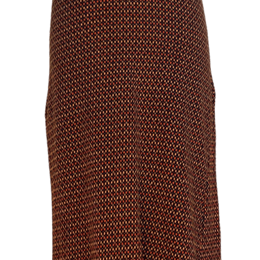 70s Patterned Knit Ruffle Hem Boho Maxi Dress By Kelita