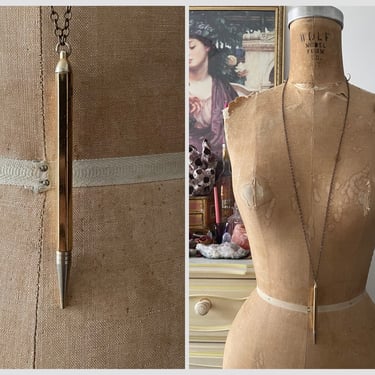 True vintage 1950’s ‘60s gold pencil necklace | mechanical pencil pendant, works! 