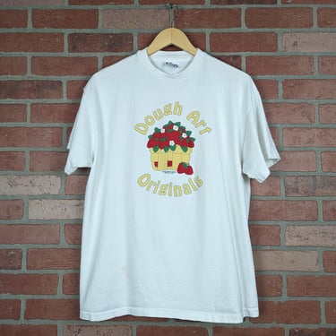 Vintage 90s Dough Art Originals Strawberry Basket ORIGNAL Puff Print Tee - Large 