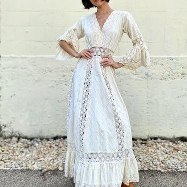 A Wedding By The Shore Cream Crochet Mexican Wedding Dress