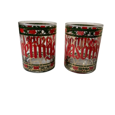 Culver Season's Greetings Stained Glass Tumblers, Set of 2 