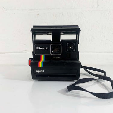 Vintage Polaroid Spirit Camera 600 Rainbow Stripe Instant Film Photography Tested Working Black 1970s 