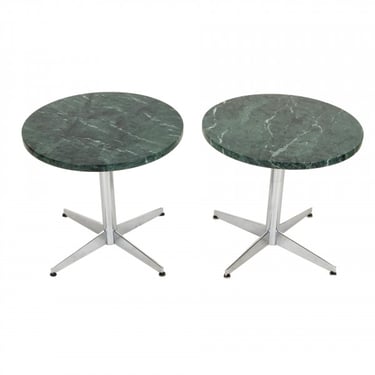 Pair of Marble and Polished Steel Side Tables