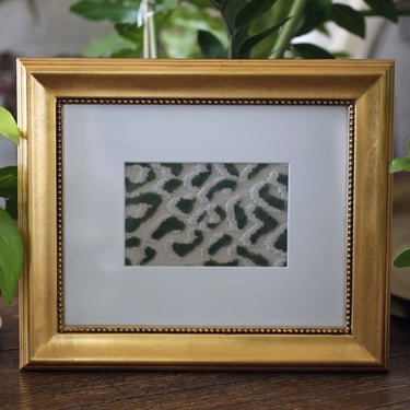 Vintage Gold Frame with Patina and Fabric Textile Art | Wall Art 