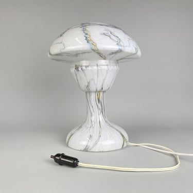 Rare Vintage Marbled Glass, Mushroom Table Lamp, 1930's 