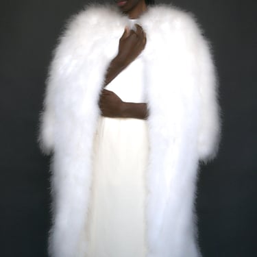 3409o / white marabou feather coat 