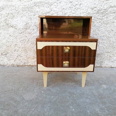 Vintage Bedside Table/ Mid Century/ Nightstand Storage/ Retro Night Table/ Storage Table/ Wooden Nightstand/ Yugoslavia/ 70s 