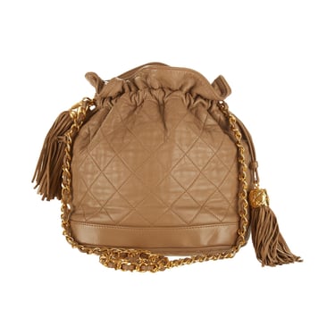 Chanel Tan Fringe Drawstring Shoulder Bag