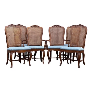 Pennsylvania House Carved Country French Cane Back Dining Chairs - Set of 6 