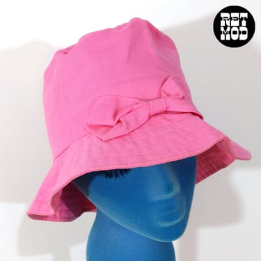 NWOT Vintage 60s 70s 80s Pink Cotton Sun Hat with Bow 