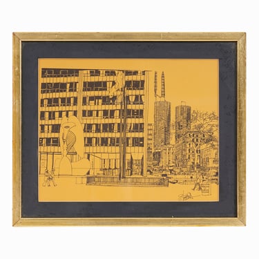 Bill Stebbins Lithograph on Paper Print Chicago Landmarks Buildings 
