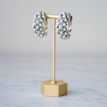 silver cluster earrings | silver bead hoop earrings 