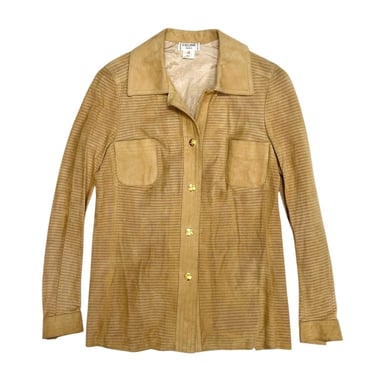 Celine Brown Suede Button Down Top