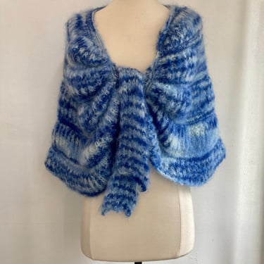 Vintage Hand Knit SHRUG CAPE SHAWL / Space Dyed 