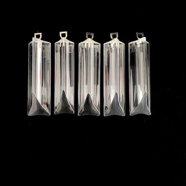 Vintage 1960s 1970s Italian Venini Style 4.5" Sliced Angled TRIEDRI Crystal Glass Prisms Pendants for Murano Chandeliers MANY AVAILABLE 