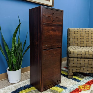 Danish Modern rosewood lingerie chest with drop-front and tambour door by J. Ingvard Jensen