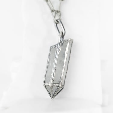 Sterling Plated Cloudy Quartz Pendant Necklace