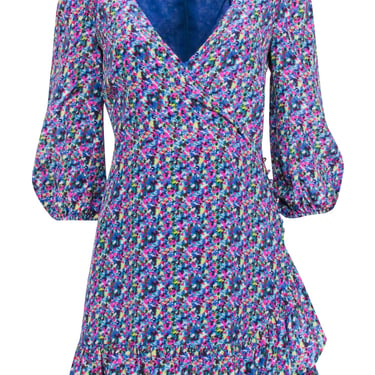 Tanya Taylor - Blue & Multicolor Confetti Print Silk Dress Sz 0