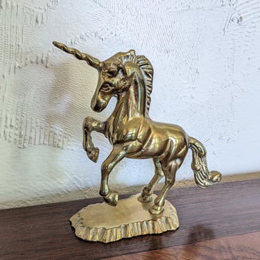 Vintage Solid Brass Unicorn Figurine 