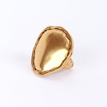 Golden Ripple Disc Ring