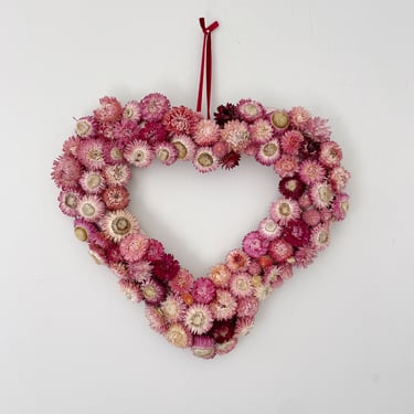 Dried Flower Heart Wreath, Dried Valentines Wreath, Heart Wreath, Natural Valentine Wreath 