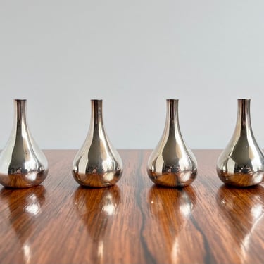 Set of 4 Dansk Designs Silver Plated Tear Drop Tiny Taper Candle Holders by Jens Quistgaard 