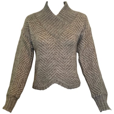 Gucci '70s Grey & Brown Chevron Alpaca Cashmere Sweater