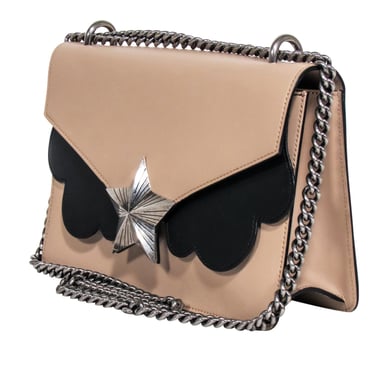 Les Jeunes Etoiles - Beige &amp; Black Leather Shoulder bag w/ Antiqued Star