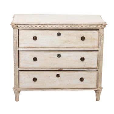 Antique Gustavian Style White Painted Chest of Drawers