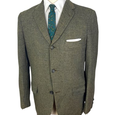 Vintage 1960s Wool Tweed Sack Sport Coat ~ size 38 R ~ jacket / blazer ~ Preppy / Ivy Style / Trad ~ 