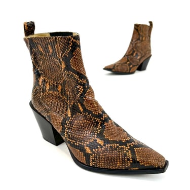 Aeydē Snake Embossed Chelsea Boots
