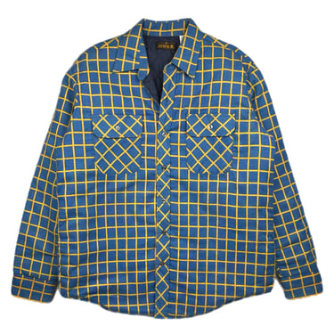 Vintage 70s/80s Mark II Blue and Yellow Plaid Lined Button Up Flannel Work Shirt Size XL 