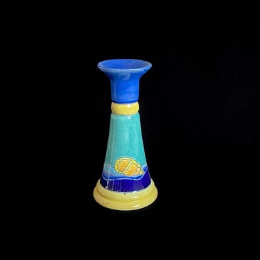 Vintage Modern ARTESA Studio Pottery Eduardo Vega of Cuenca Ecuador Modernist Candlestick Candleholder CARIBE with Shell Theme Ceramica Vega 