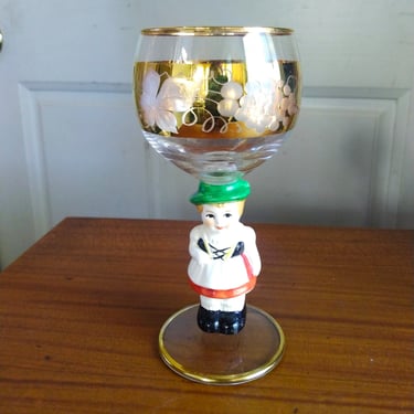 VINTAGE Goebel Hummel Figural Wine Glass, West Germany Porcelain Wine Glass, Anniversary Gift, Housewarming Gift 
