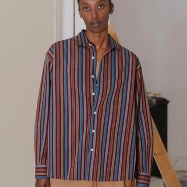 Claude Shirt in Maroon Multistripe - Baserange