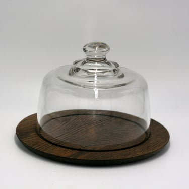 vintage cheese board with glass dome lid 