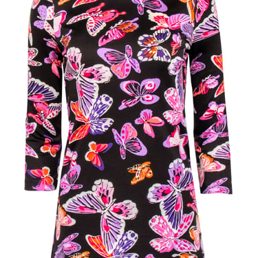 Tory Burch - Brown w/ Multicolor Butterfly Print 3/4 Sleeve Dress Sz XS