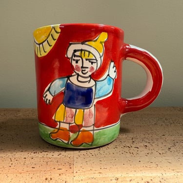 Vintage La Musa Mug | Snowman Sun Child | Italy | 1960s 
