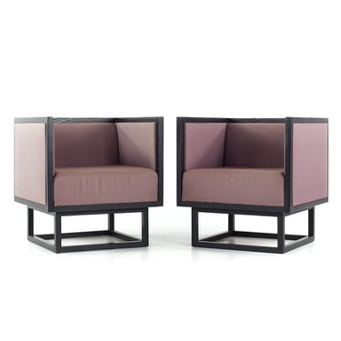 Josef Hoffman Style Mid Century Club Chairs - Pair - mcm 