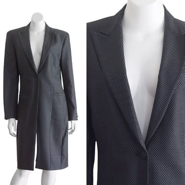 Vintage 1990s Gray Pinstripe Jacket/Long Blazer 