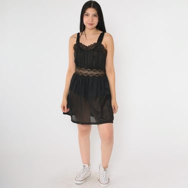 70s black mini dress COLLUSION backless 70s black lace mini dress