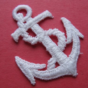 vintage anchor appliqué white anchor nautical trim sailor military patch 