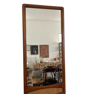 Free Shipping Within Continental US - Vintage Wood Framed Mirror with Cane Insert 