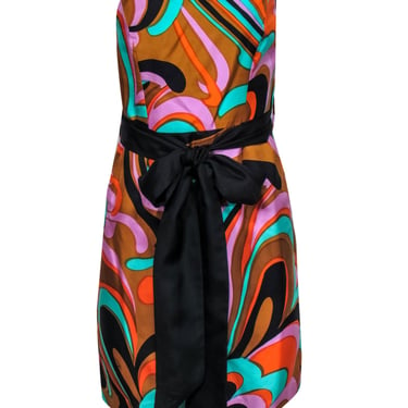 Milly - Multicolor One-Shoulder Sheath Dress w/ Waist Tie Sz 2