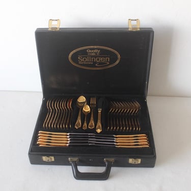 Solingen German Vintage 72 pieces 18/10 23/24 K Gold Plated Service for 12 Flatware 